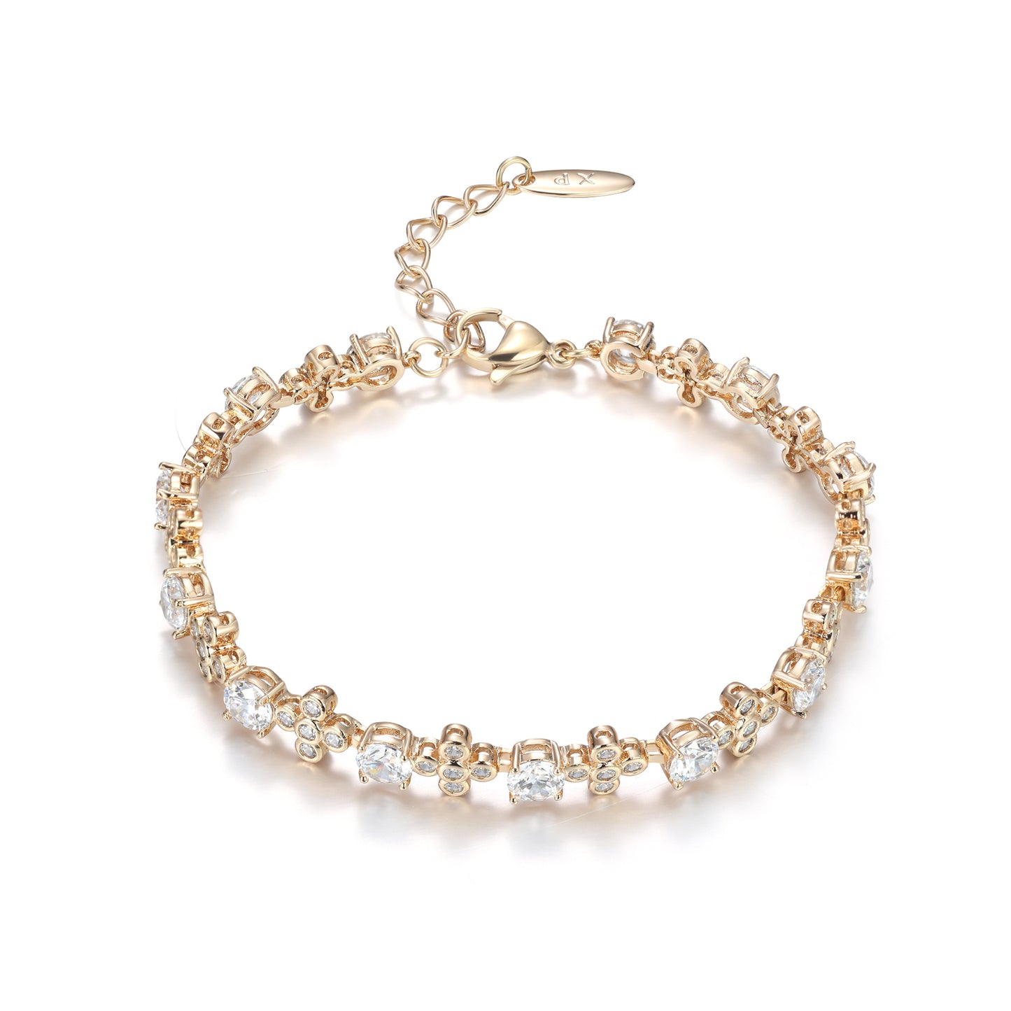 TIMEMATRIX 18K Gold Plated Tennis Bracelet for Women | Sparkling Dark Blue Zirconia & White Rhinestone Design | Ideal Gift for Girlfriend, Wife & Mother