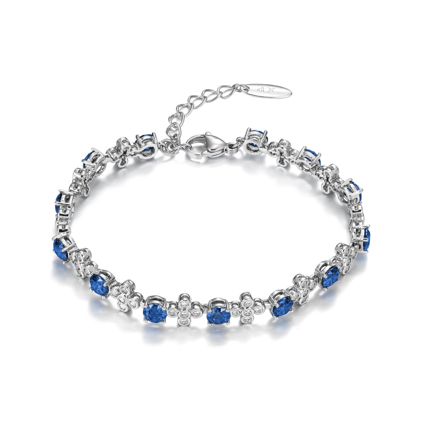 TIMEMATRIX White Gold Plated Tennis Bracelet for Women | Sparkling Dark Blue Zirconia & White Rhinestone Design | Ideal Gift for Girlfriend, Wife & Mother