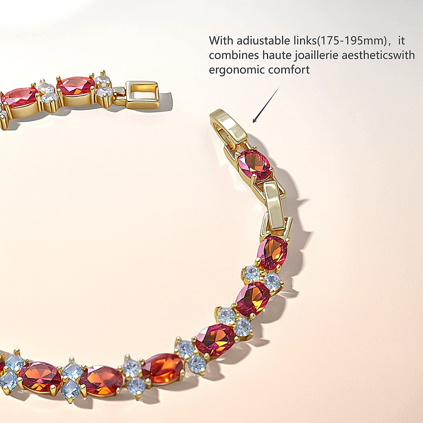 TIMEMATRIX 18K Gold Plated Eternal Bracelet for Women | Sparkling Deep Garnet Jewelry | Ideal Gift for Girlfriend, Wife & Mother