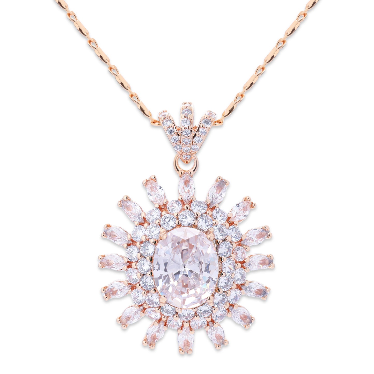TIMEMATRIX 18K Gold Plated Sunflower Necklace for Women | Emerald CZ Gemstone Pendant, Mother's Day Gift