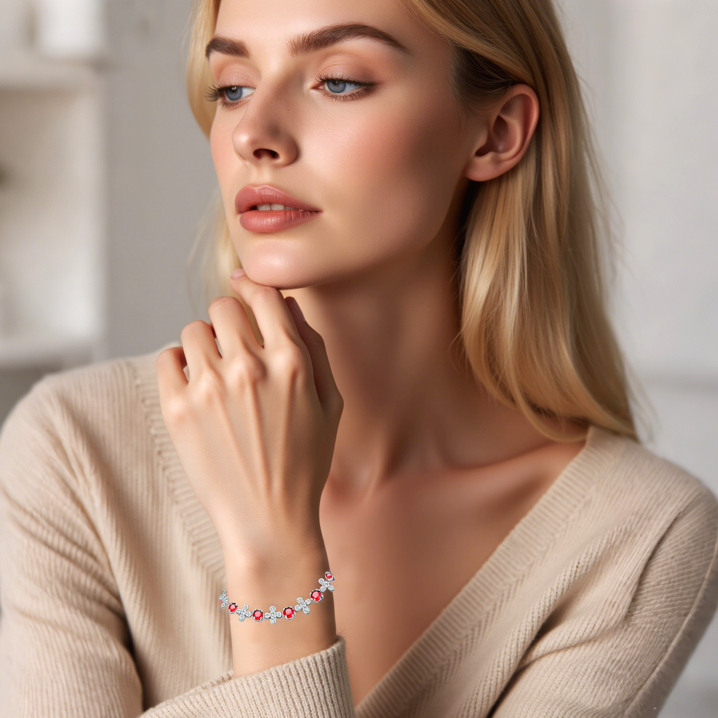 TIMEMATRIX White Gold Plated Tennis Bracelet for Women | Sparkling Dark Blue Zirconia & White Rhinestone Design | Ideal Gift for Girlfriend, Wife & Mother