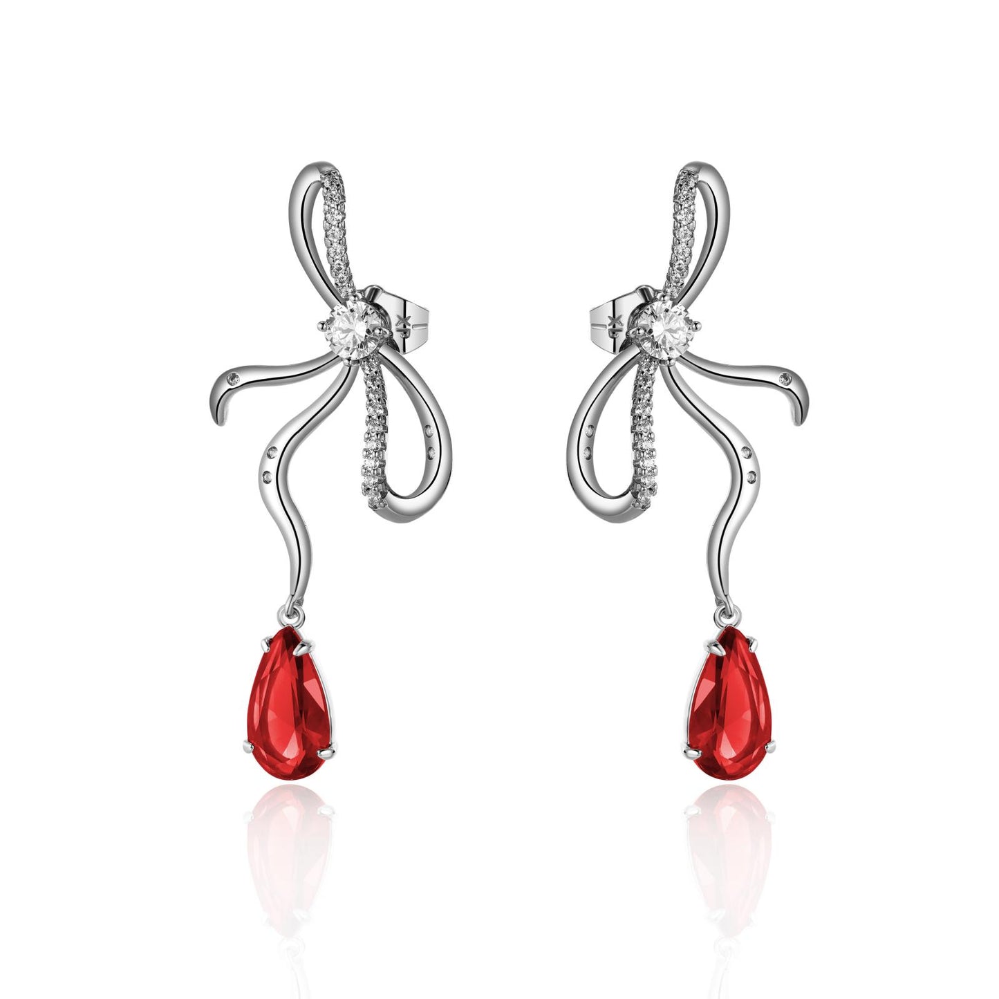 Trending Bow Tie Earrings for Women | White Gold Plated Brass with CZ Pendant | Elegant Daily & Party Jewelry | Perfect Gift for Birthday/Anniversary