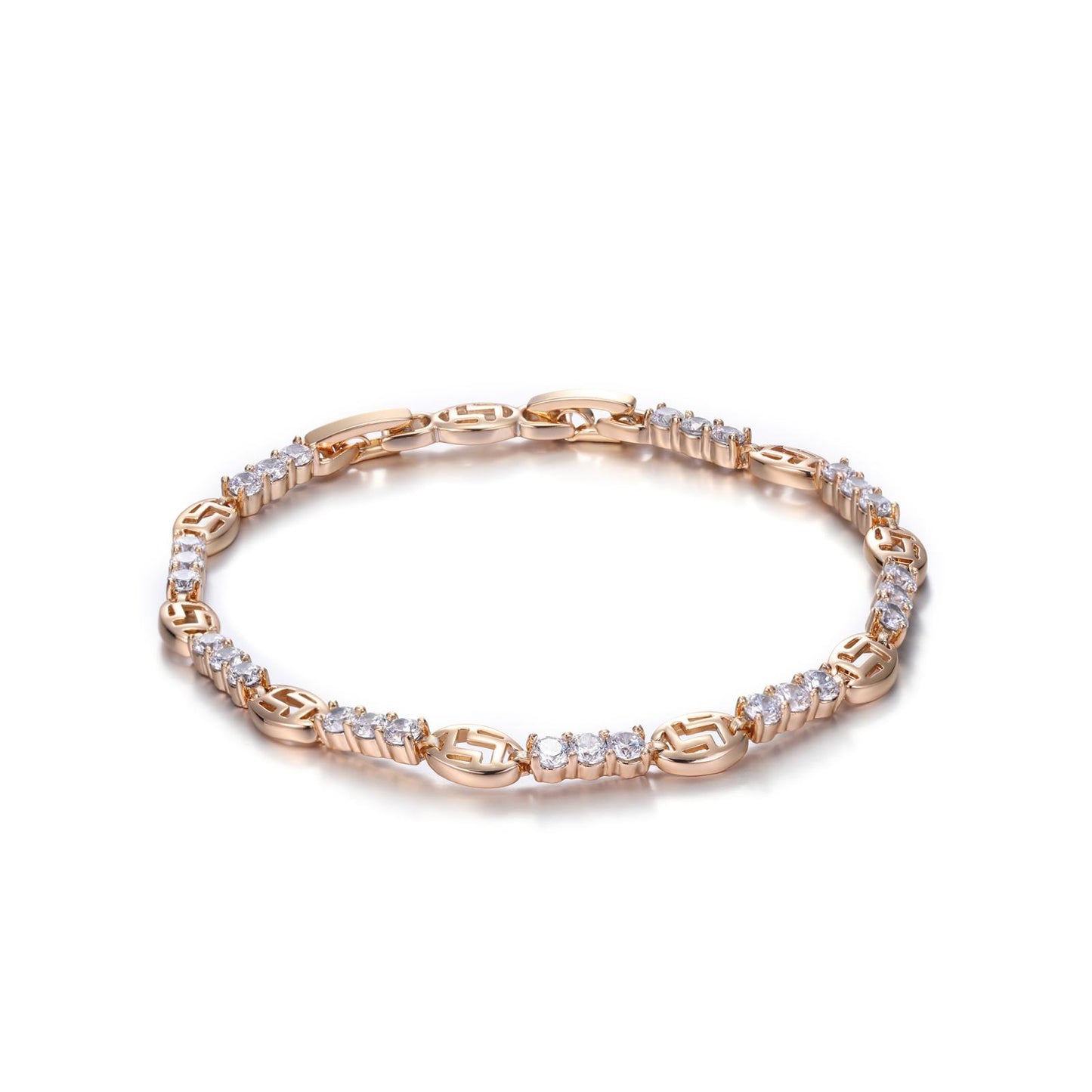 TIMEMATRIX 18K Gold Plated Sparkling White Cubic Zirconia & Rhinestone Tennis Bracelet for Women | Elegant Fashion Jewellery Gift for Girlfriend, Wife & Mother