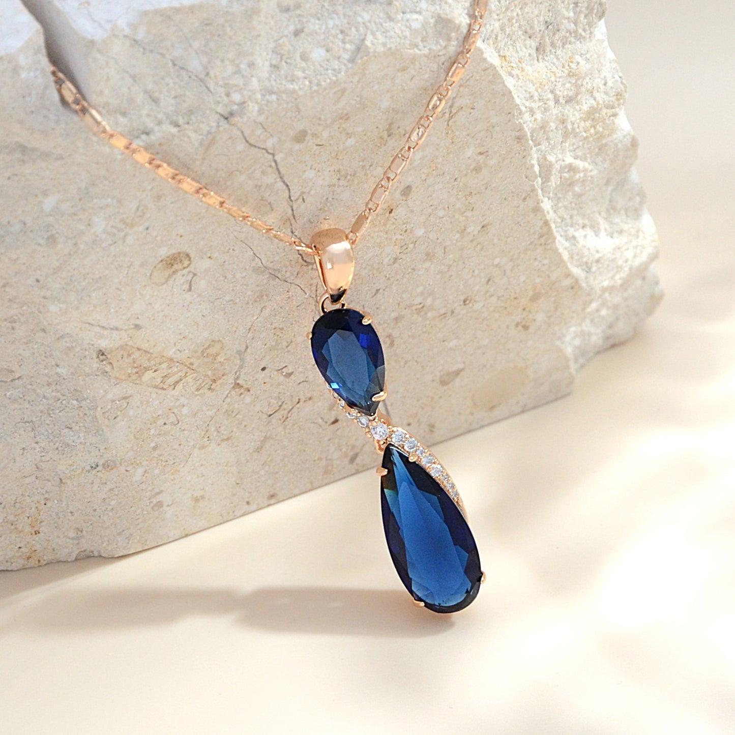 TIMEMATRIX 18K Gold Plated Teardrop CZ Necklace - Dainty Collarbone Chain for Women, Everyday Elegance