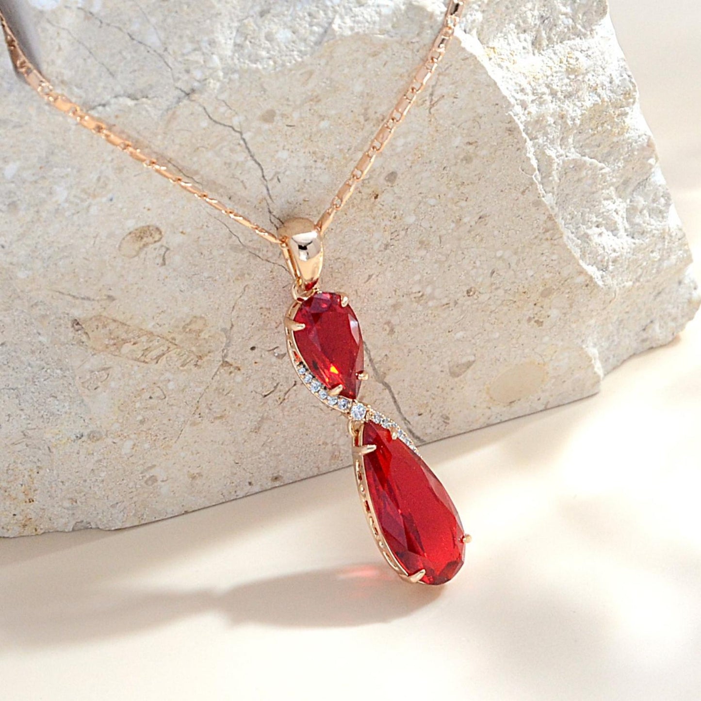 TIMEMATRIX 18K Gold Plated Teardrop CZ Necklace - Dainty Collarbone Chain for Women, Everyday Elegance
