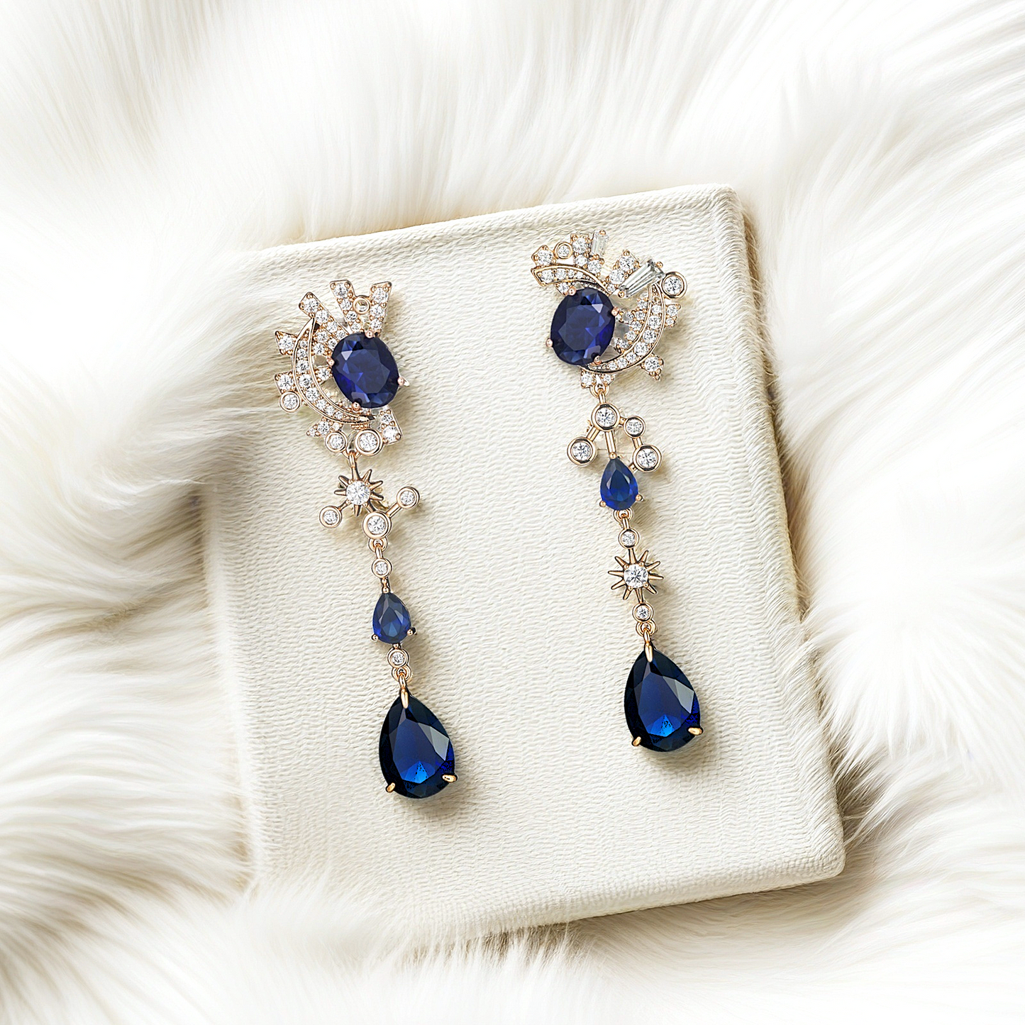 TIMEMATRIX 18K Gold Plated Starry Night Earrings for Women | Sparkling Blue Cubic Zirconia Celestial Pendant | Perfect for Party, Date Night & Daily Elegance