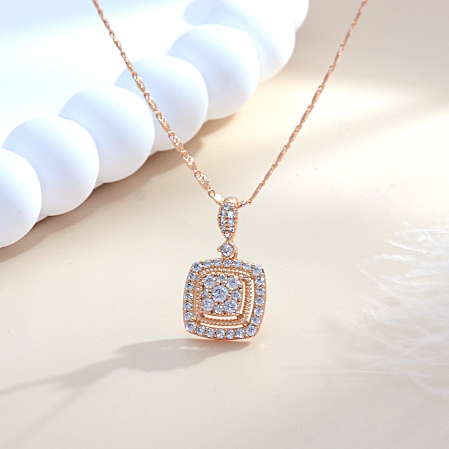TIMEMATRIX Women's 18K Gold White CZ Necklace | Sparkling Pendant, Perfect for Mother's Day & Gifts