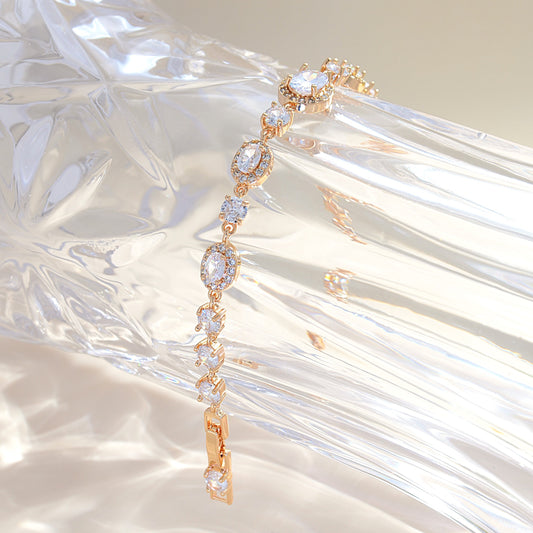 TIMEMATRIX 18K Gold Eternal White CZ Bracelet | Diamond-Accented Sparkle | Perfect Gift for Girlfriend, Wife & Mom