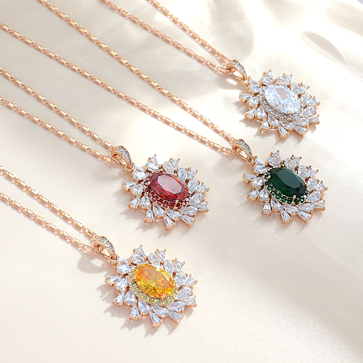 TIMEMATRIX 18K Gold Plated Garnet CZ Pendant Necklace for Women | Daily & Party Elegant Jewelry