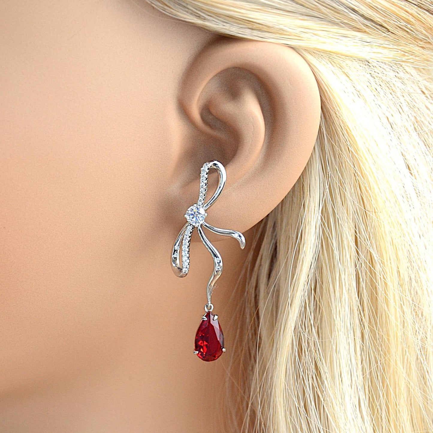 Trending Bow Tie Earrings for Women | White Gold Plated Brass with CZ Pendant | Elegant Daily & Party Jewelry | Perfect Gift for Birthday/Anniversary