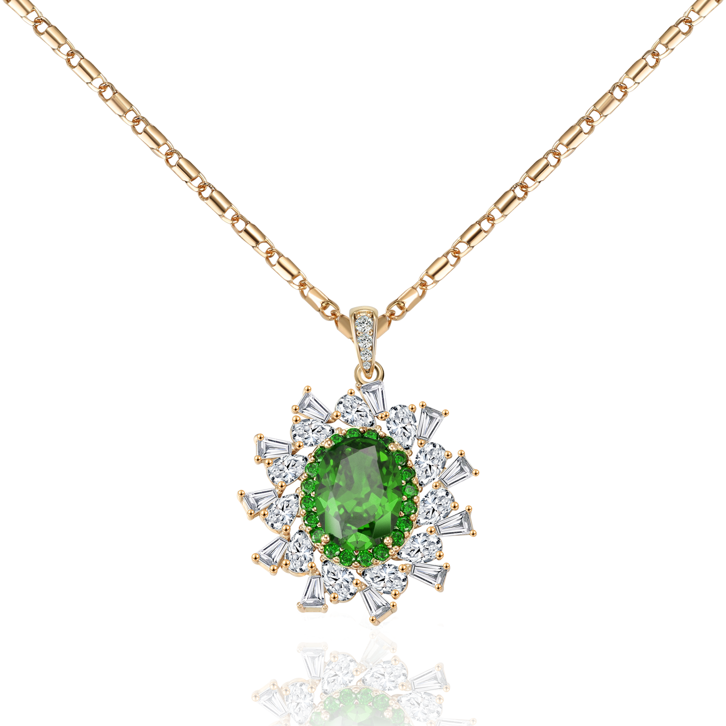 TIMEMATRIX 18K Gold Plated Garnet CZ Pendant Necklace for Women | Daily & Party Elegant Jewelry