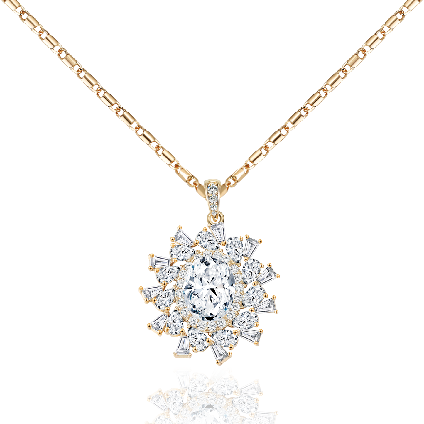 TIMEMATRIX 18K Gold Plated Garnet CZ Pendant Necklace for Women | Daily & Party Elegant Jewelry