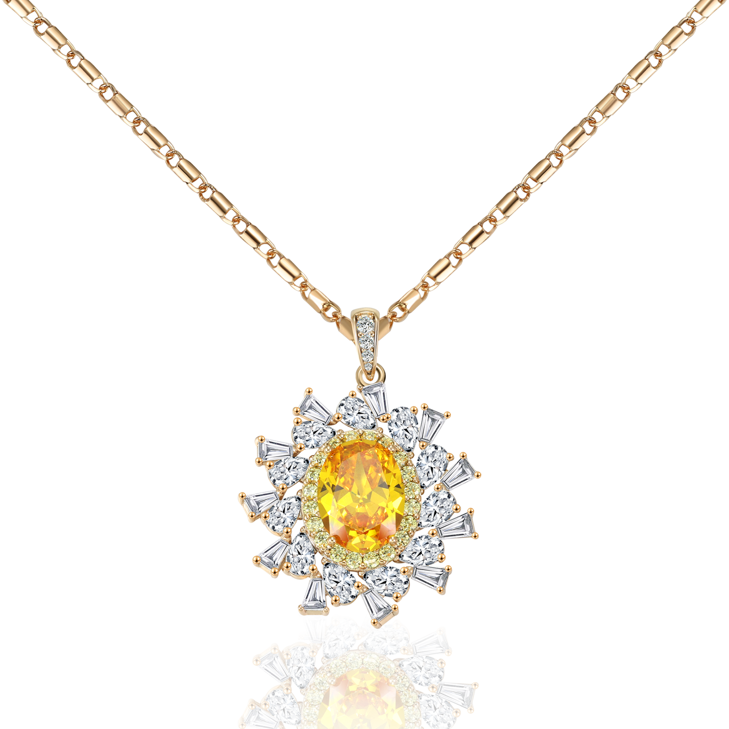 TIMEMATRIX 18K Gold Plated Garnet CZ Pendant Necklace for Women | Daily & Party Elegant Jewelry