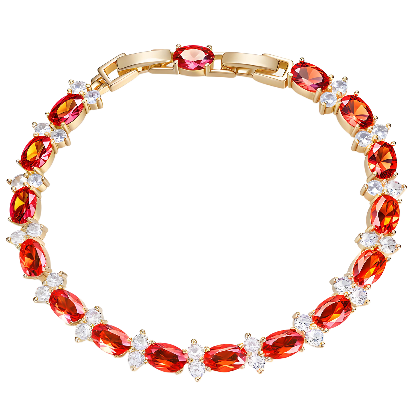 TIMEMATRIX 18K Gold Plated Eternal Bracelet for Women | Sparkling Deep Garnet Jewelry | Ideal Gift for Girlfriend, Wife & Mother