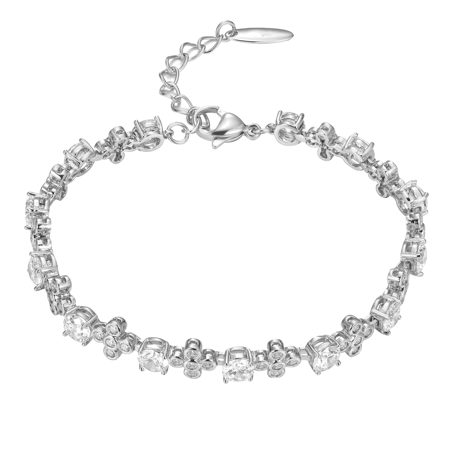 TIMEMATRIX White Gold Plated Tennis Bracelet for Women | Sparkling Dark Blue Zirconia & White Rhinestone Design | Ideal Gift for Girlfriend, Wife & Mother