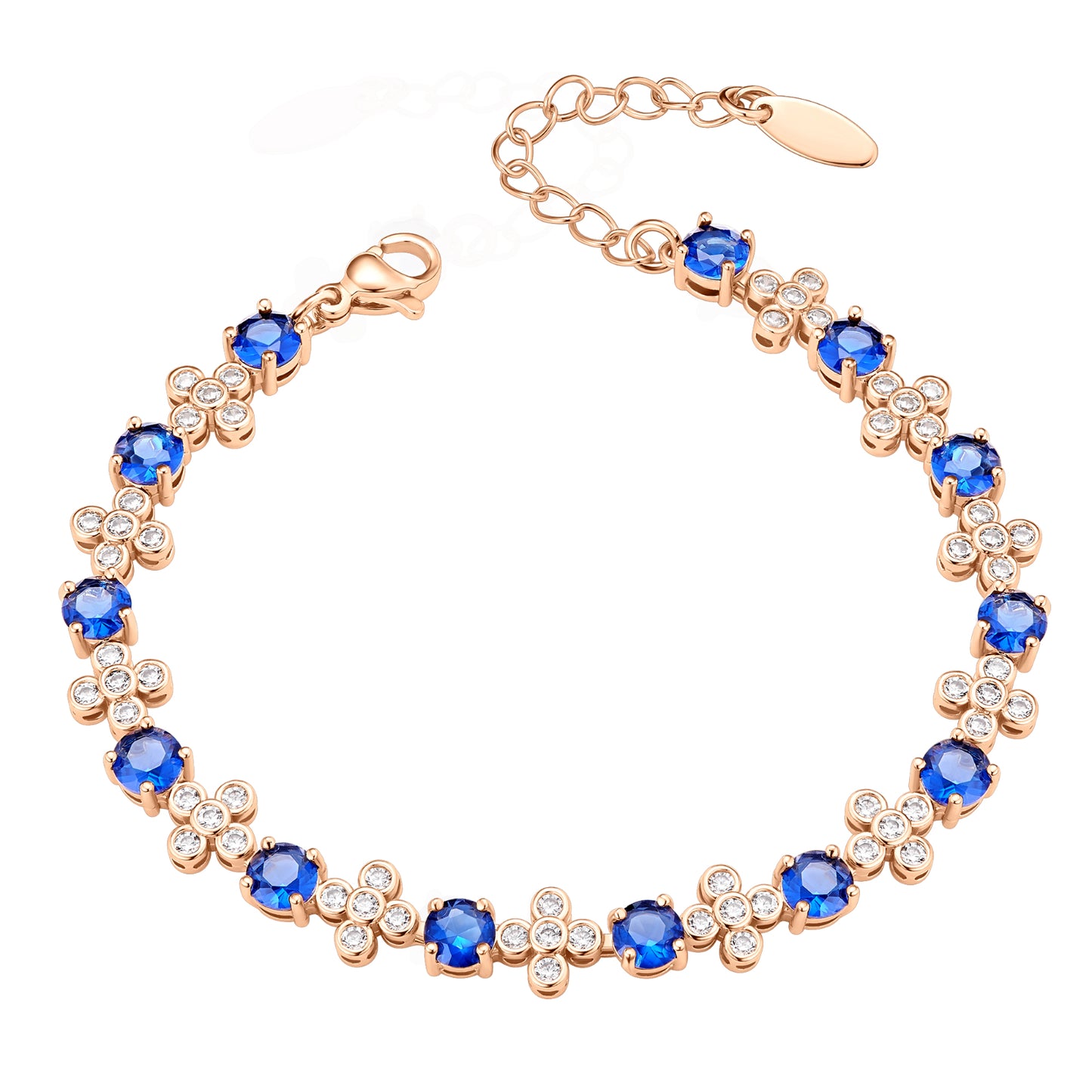 TIMEMATRIX 18K Gold Plated Tennis Bracelet for Women | Sparkling Dark Blue Zirconia & White Rhinestone Design | Ideal Gift for Girlfriend, Wife & Mother