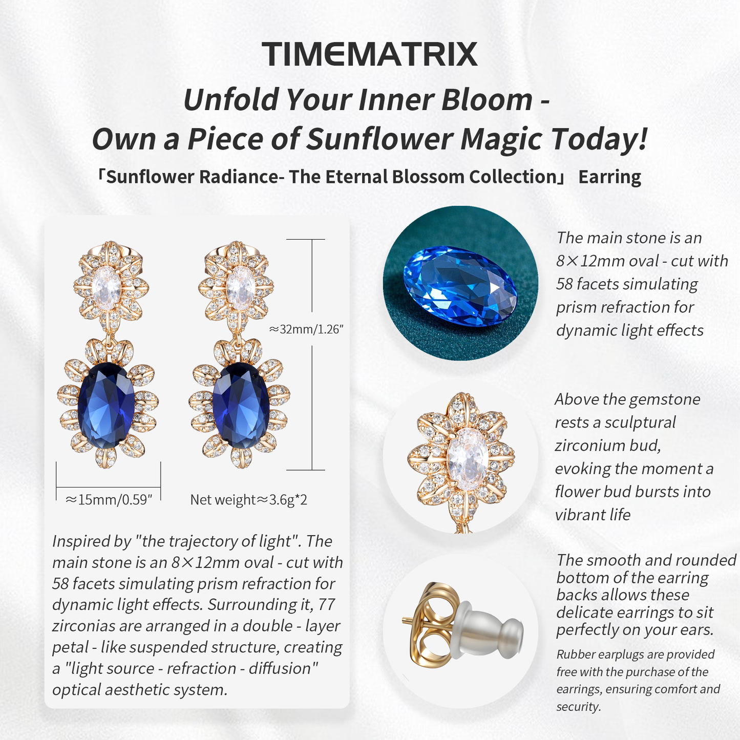 Trending Sunflower Earrings for Women | 18K Gold Plated with Cubic Zirconia Gemstones | Summer Daily & Outdoor Party Jewelry | Perfect Birthday/Mother’s Day Gift for Her