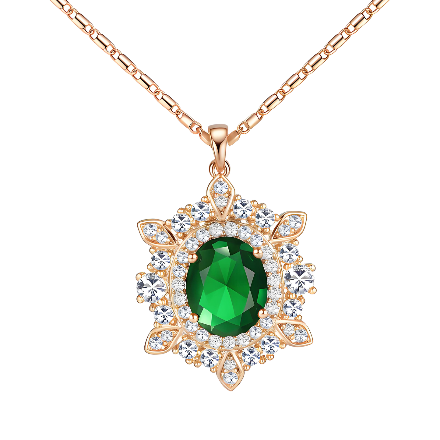 TIMEMATRIX 18K Gold Plated Sunflower Necklace for Women | Emerald CZ Gemstone Pendant, Mother's Day Gift