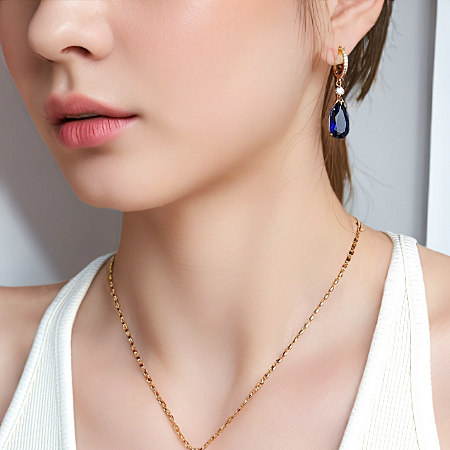 TIMEMATRIX 18K Gold Plated White Waterdrop Earrings | Sparkling Cubic Zirconia Dangle Pendant | Perfect for Wedding, Bridal & Daily Elegance