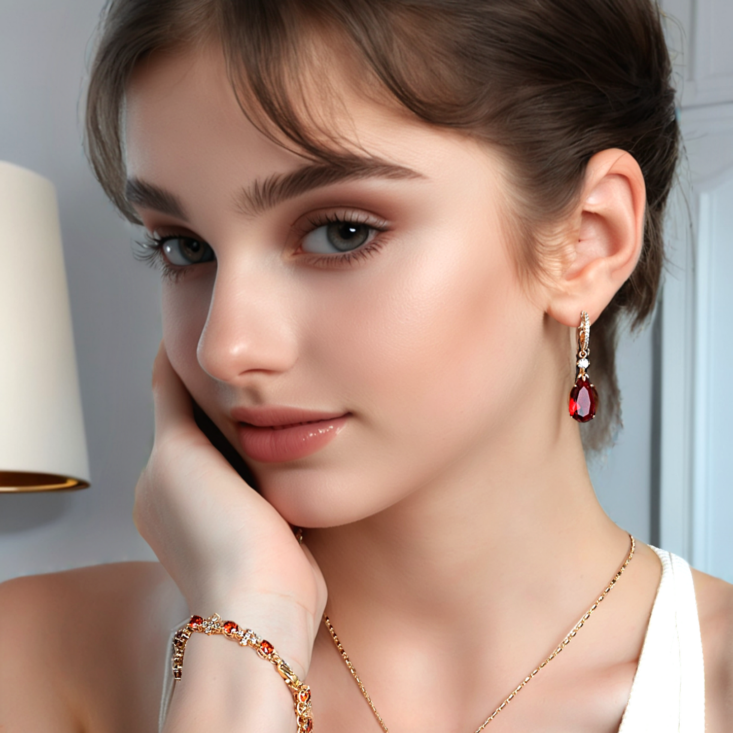 TIMEMATRIX 18K Gold Plated White Waterdrop Earrings | Sparkling Cubic Zirconia Dangle Pendant | Perfect for Wedding, Bridal & Daily Elegance