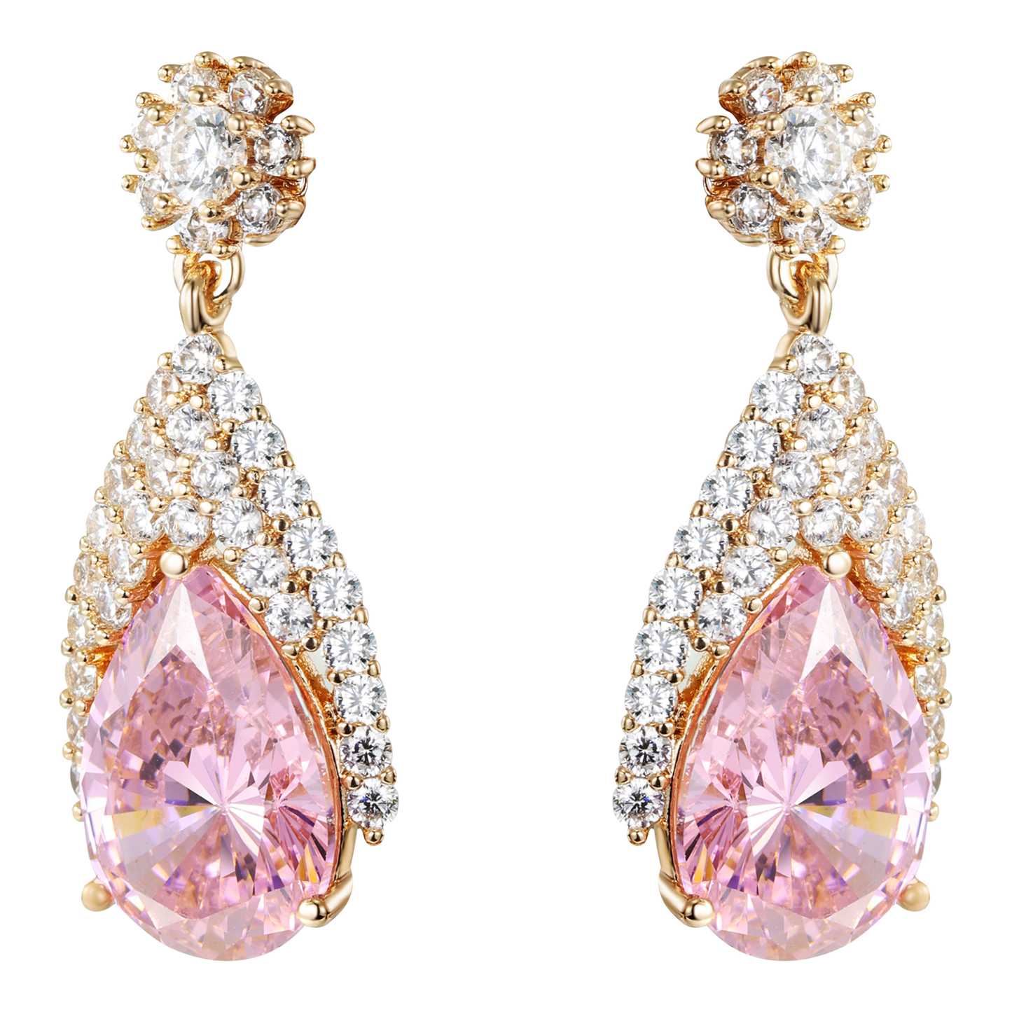 TIMEMATRIX 18K Gold Plated Waterdrop Dangle Earrings for Women | Sparkling Cubic Zirconia Drop Pendant | Perfect for Wedding, Bridal & Daily Elegance