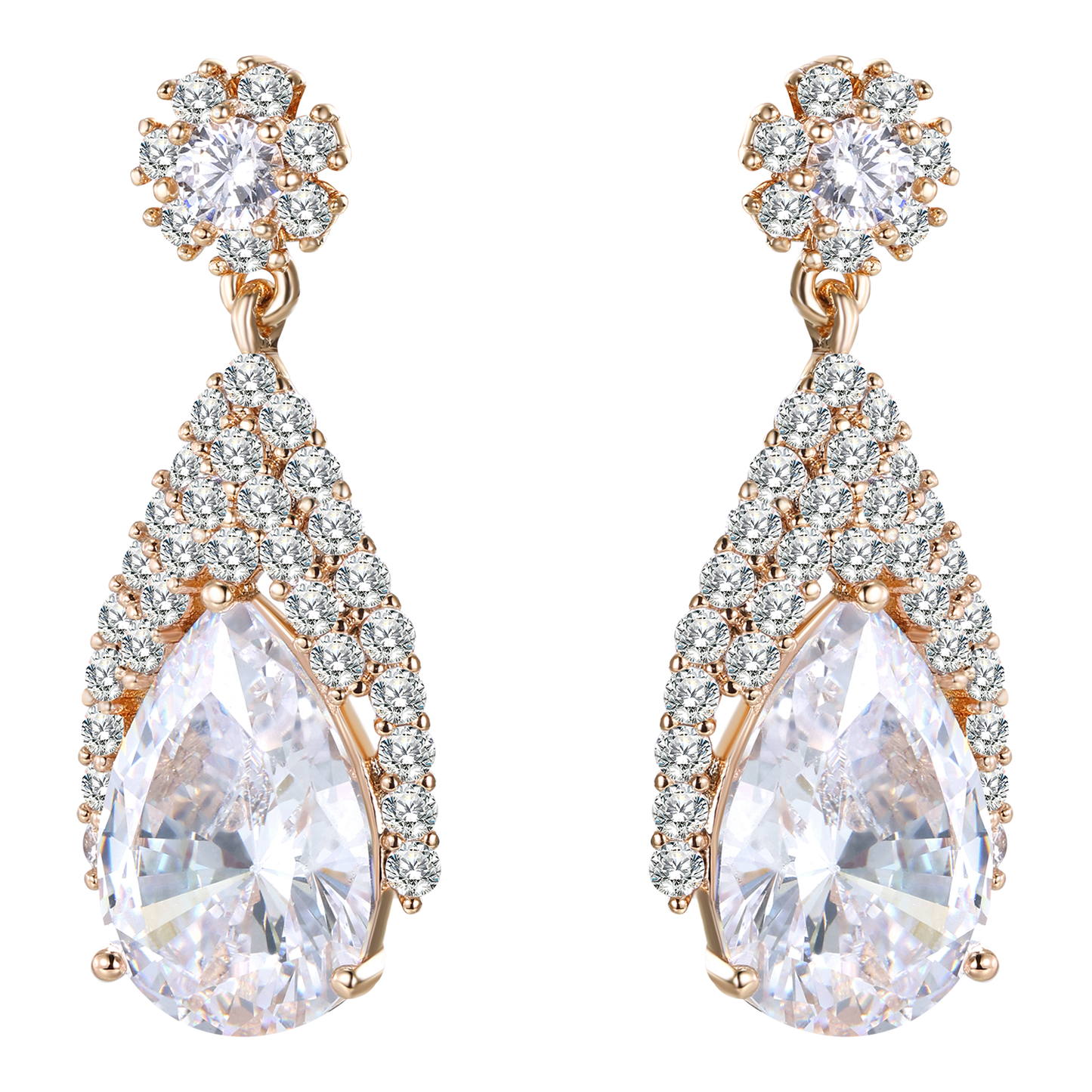 TIMEMATRIX 18K Gold Plated Waterdrop Dangle Earrings for Women | Sparkling Cubic Zirconia Drop Pendant | Perfect for Wedding, Bridal & Daily Elegance