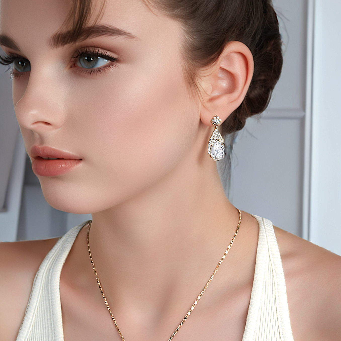 TIMEMATRIX 18K Gold Plated Waterdrop Dangle Earrings for Women | Sparkling Cubic Zirconia Drop Pendant | Perfect for Wedding, Bridal & Daily Elegance