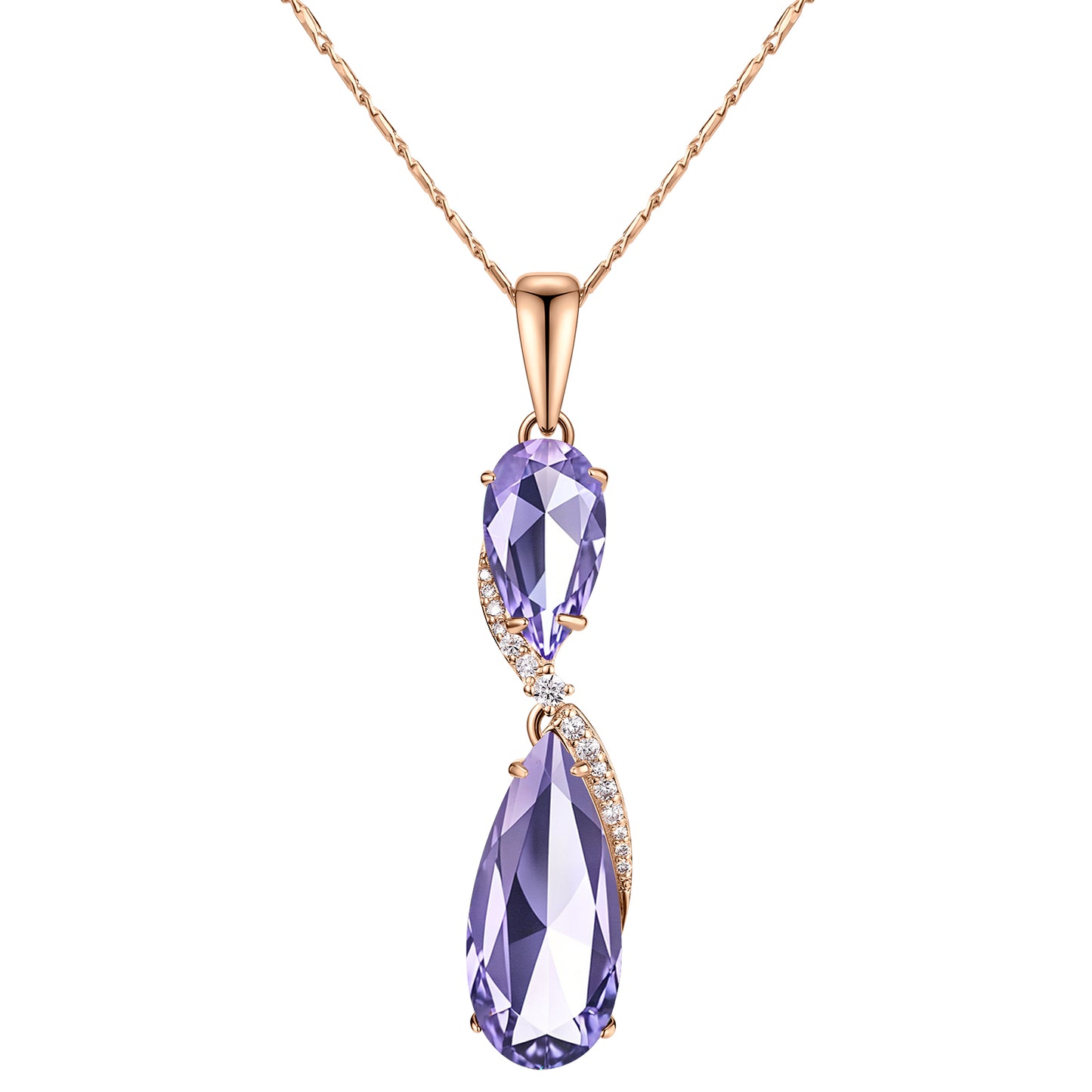TIMEMATRIX 18K Gold Plated Teardrop CZ Necklace - Dainty Collarbone Chain for Women, Everyday Elegance