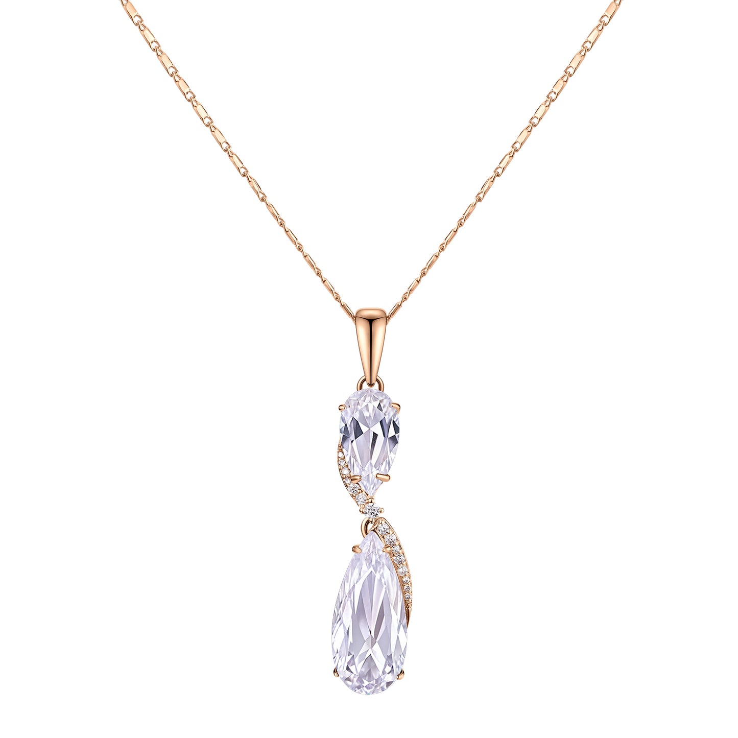 TIMEMATRIX 18K Gold Plated Teardrop CZ Necklace - Dainty Collarbone Chain for Women, Everyday Elegance