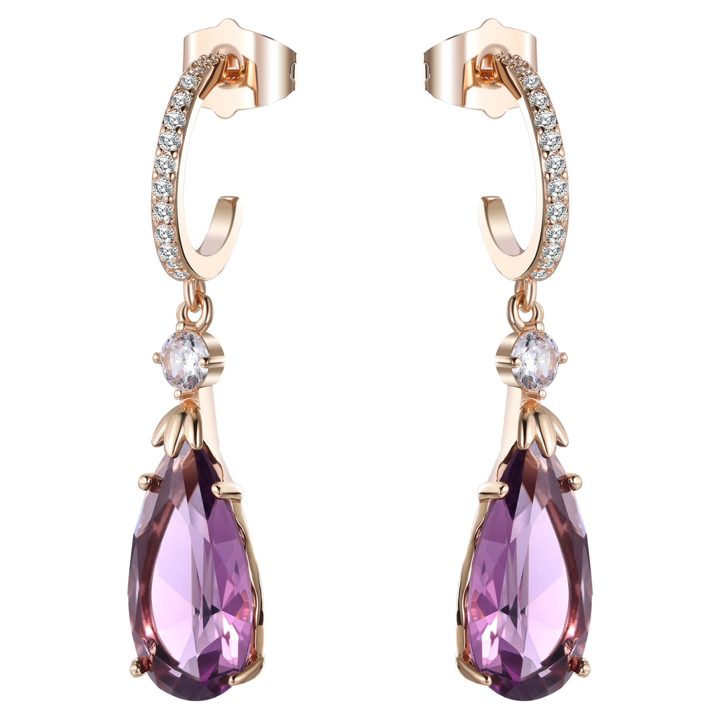 TIMEMATRIX 18K Gold Plated White Waterdrop Earrings | Sparkling Cubic Zirconia Dangle Pendant | Perfect for Wedding, Bridal & Daily Elegance