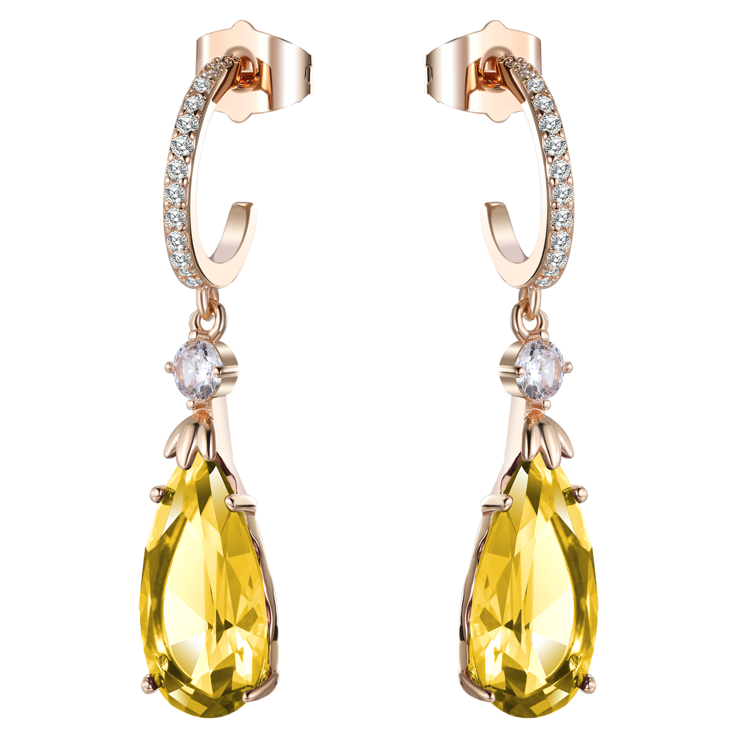 TIMEMATRIX 18K Gold Plated White Waterdrop Earrings | Sparkling Cubic Zirconia Dangle Pendant | Perfect for Wedding, Bridal & Daily Elegance