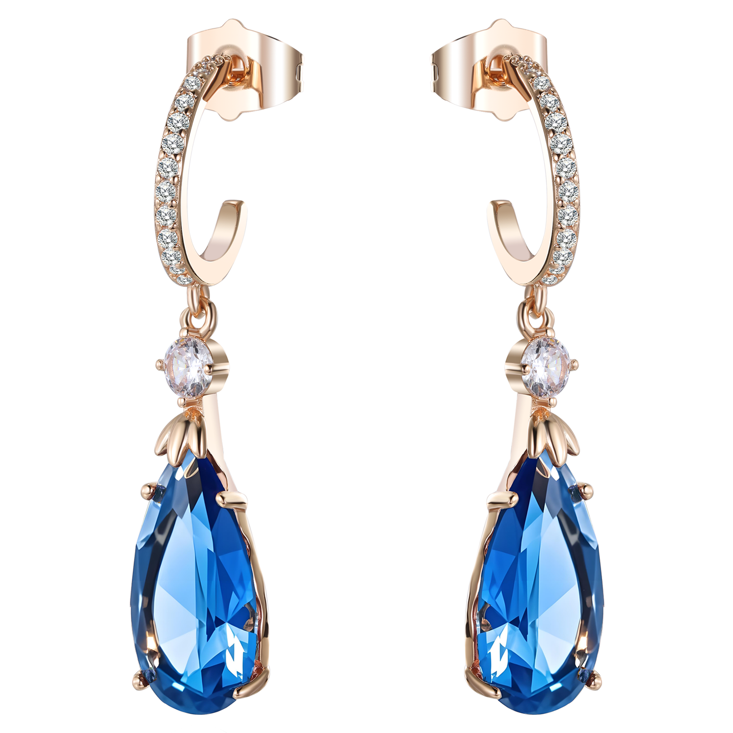 TIMEMATRIX 18K Gold Plated White Waterdrop Earrings | Sparkling Cubic Zirconia Dangle Pendant | Perfect for Wedding, Bridal & Daily Elegance