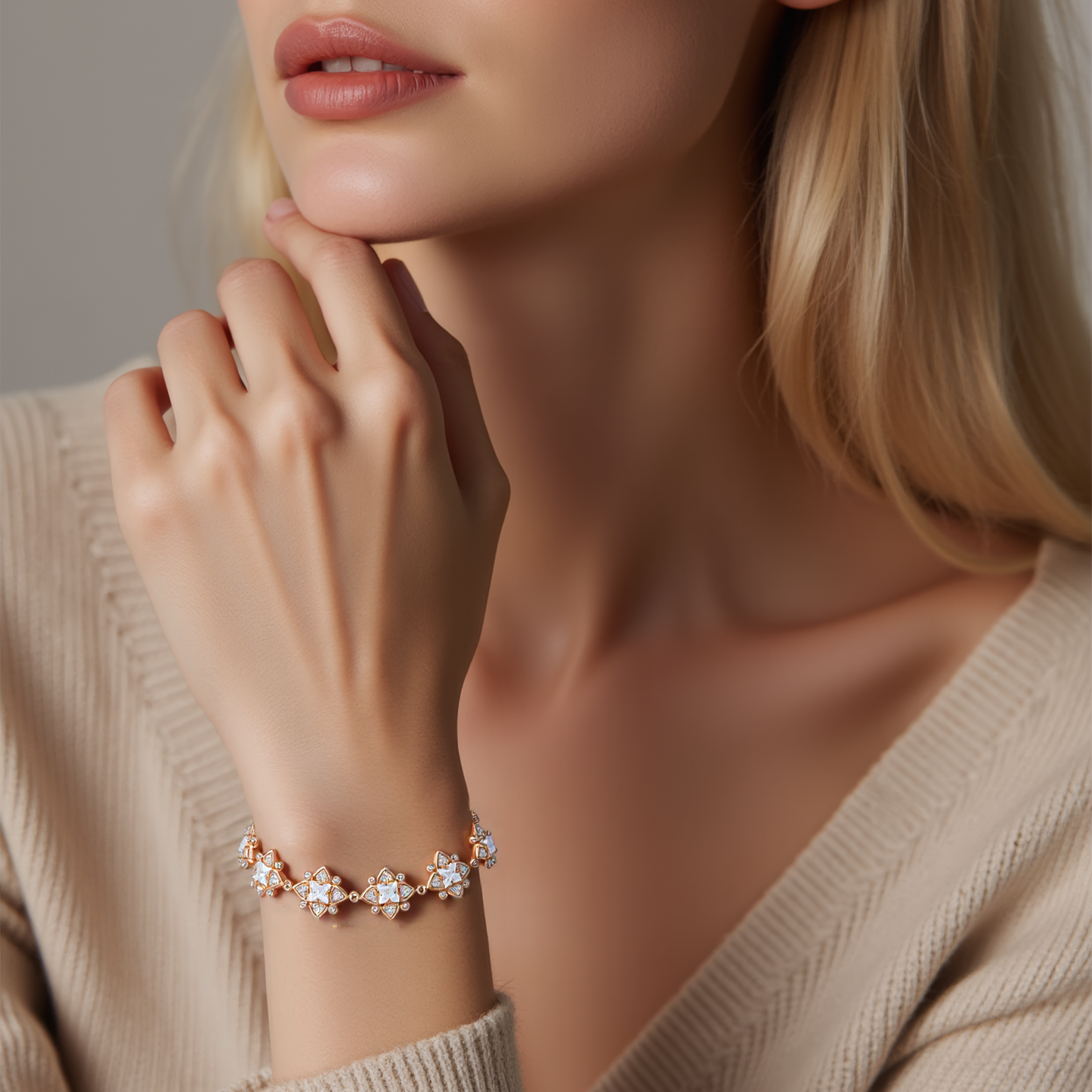 TIMEMATRIX 18K Gold Plated Women's Bracelet | Sparkling CZ & White Diamond | Perfect Gift for Girlfriend, Wife & Mom