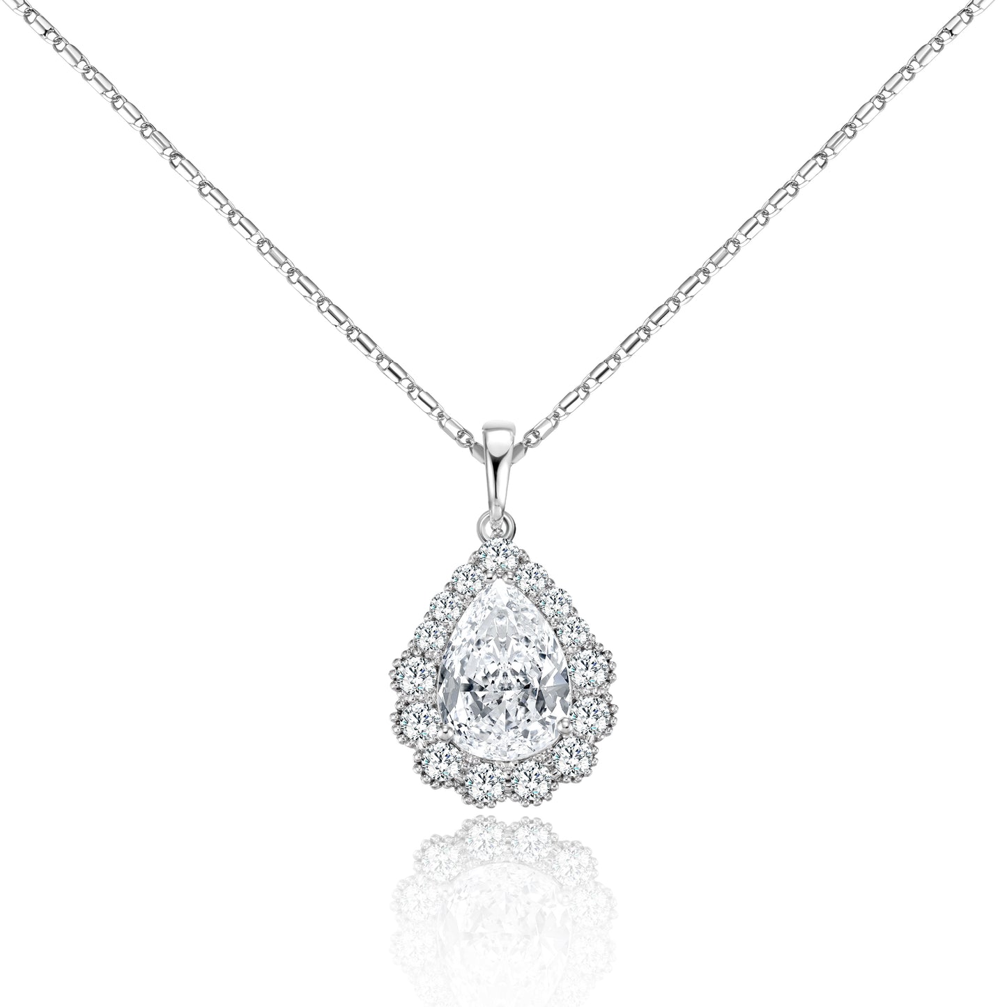 TIMEMATRIX Women's White Gold Plated Water Drop Pendant Necklace | White Pear Zirconia Gemstone, Stylish Daily & Gift Jewelry