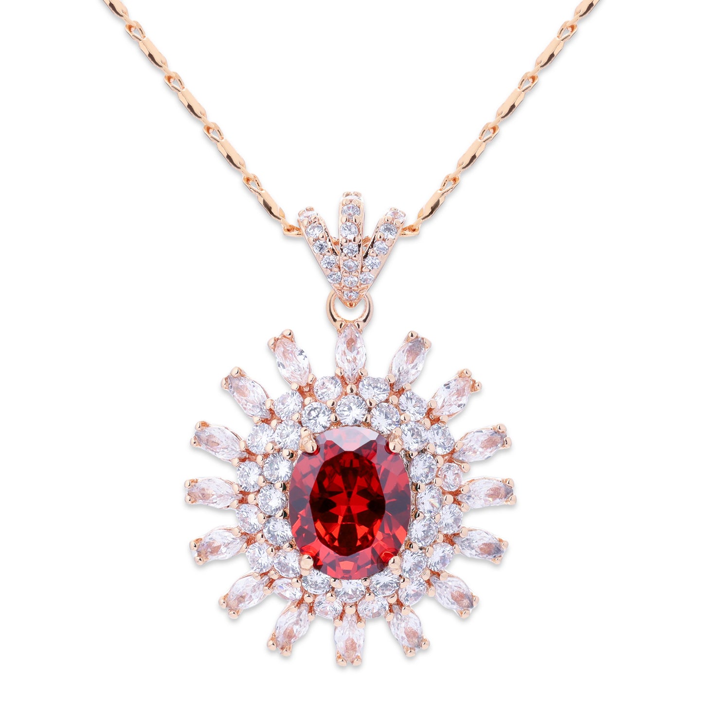 TIMEMATRIX 18K Gold Plated Sunflower Necklace for Women | Emerald CZ Gemstone Pendant, Mother's Day Gift