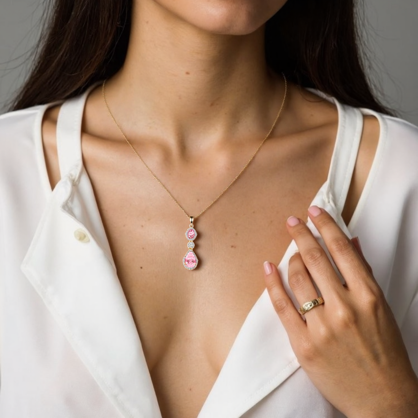 TIMEMATRIX 18K Gold Plated Water Drop Necklace for Women | White CZ Pendant, Daily & Elegant Occasions Jewelry