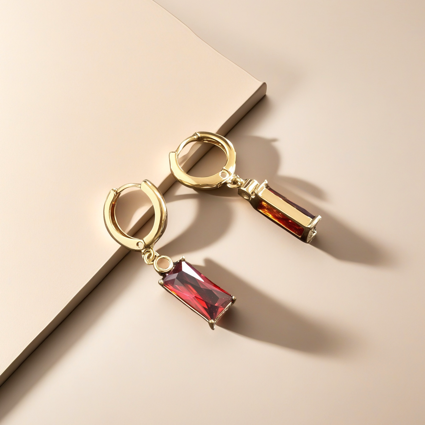 TIMEMATRIX Trending Geometric Earrings for Women | 18K Gold Plated | Vibrant Orange-Red CZ Pendant | Daily Chic & Party Jewelry | Ideal Gift for Birthday/Valentine’s Day
