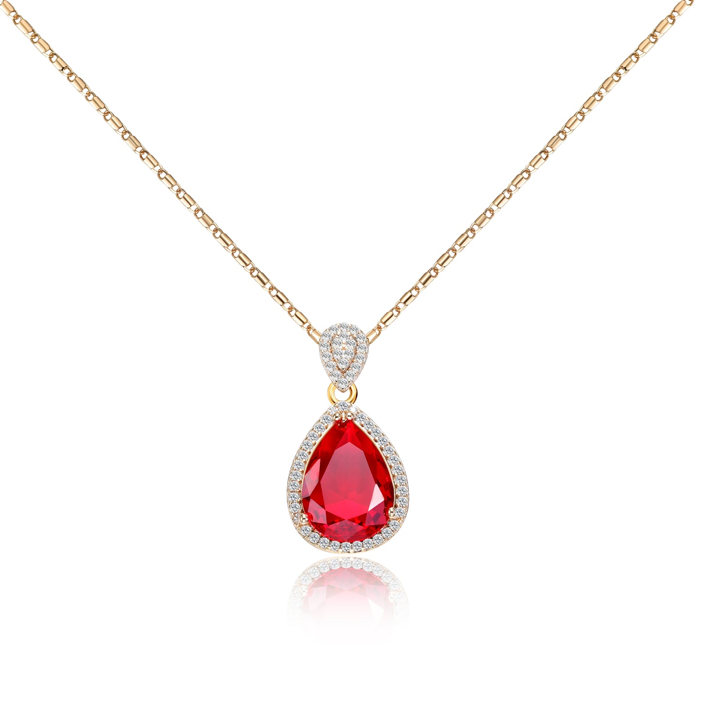 TIMEMATRIX 18K Gold Plated Sapphire Blue Water Drop Pendant Necklace | Copper Base with Glass CZ Stones, Women's Jewelry