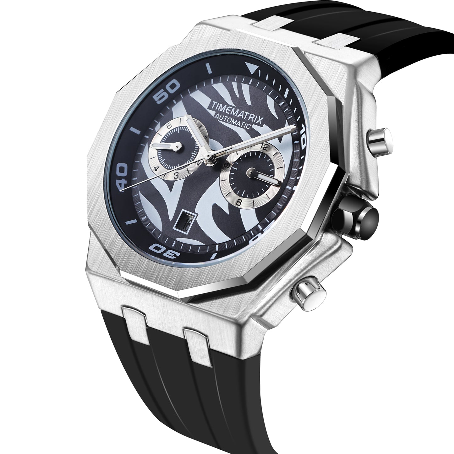 TIMEMATRIX Men's Trendy Panda Color Automatic | Black Silicone & Luminous Dial | Multifunctional Waterproof Watch | Perfect Graduation Gift for Stylish Guys