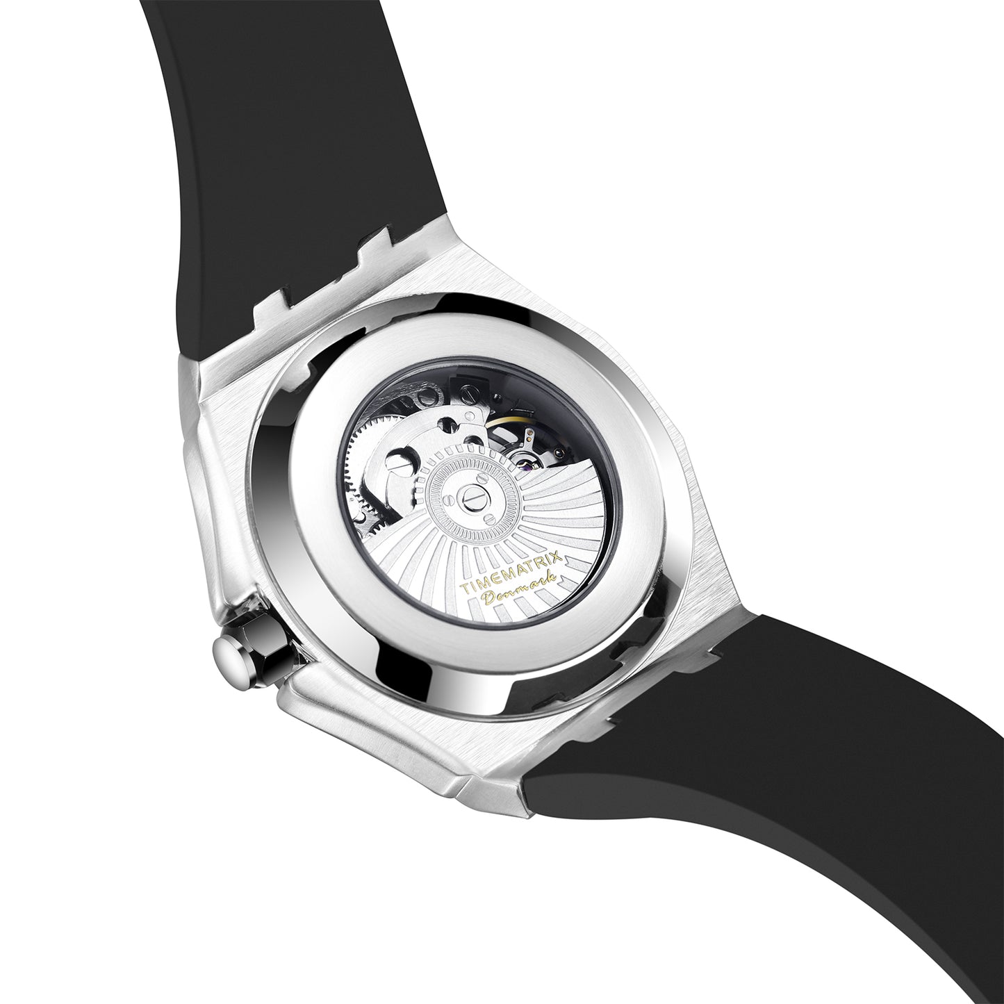 TIMEMATRIX Men's Stylish Star Skeleton Watch | Automatic Mechanical | Black Steel & Silicone | Luminous Night Design | Casual Business Wristwatch | Graduation Gift for Trendy Guys