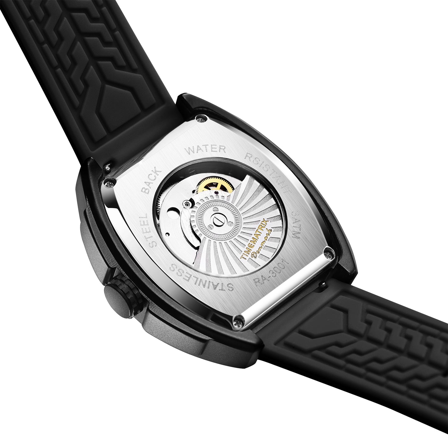 TIMEMATRIX Men's Industrial Locomotive Automatic Watch | Skeleton Mechanical Dial | Shockproof Silicone | Luminous Night Vision | Waterproof for Outdoor & Garage | Birthday Gift for Mechanics