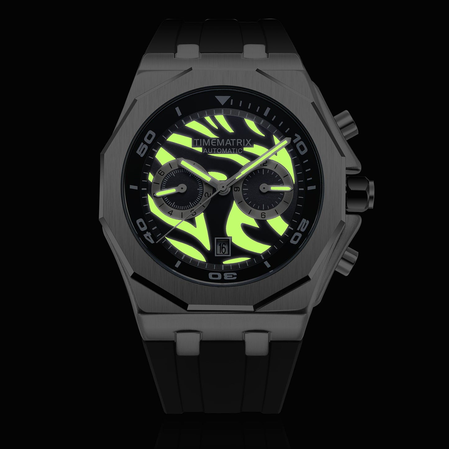 TIMEMATRIX Men's Trendy Panda Color Automatic | Black Silicone & Luminous Dial | Multifunctional Waterproof Watch | Perfect Graduation Gift for Stylish Guys