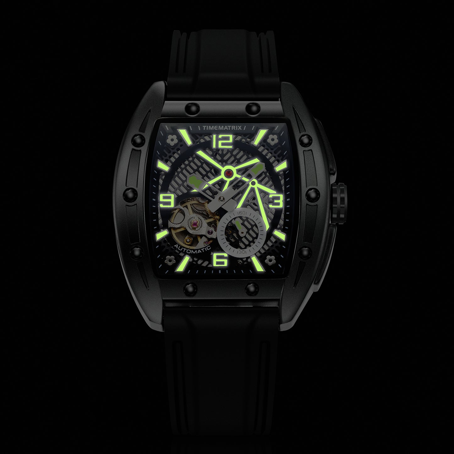 TIMEMATRIX Men's Industrial Locomotive Automatic Watch | Skeleton Mechanical Dial | Shockproof Silicone | Luminous Night Vision | Waterproof for Outdoor & Garage | Birthday Gift for Mechanics