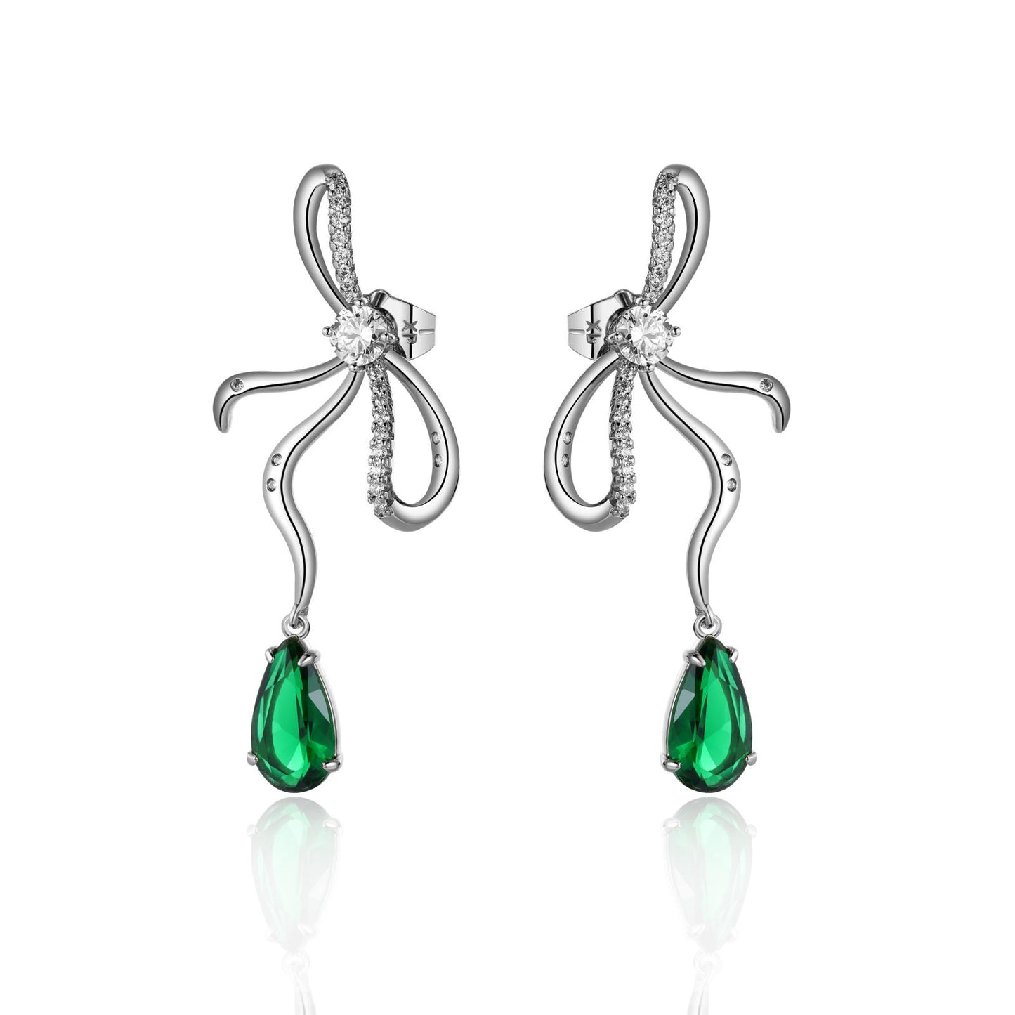 Trending Bow Tie Earrings for Women | White Gold Plated Brass with CZ Pendant | Elegant Daily & Party Jewelry | Perfect Gift for Birthday/Anniversary