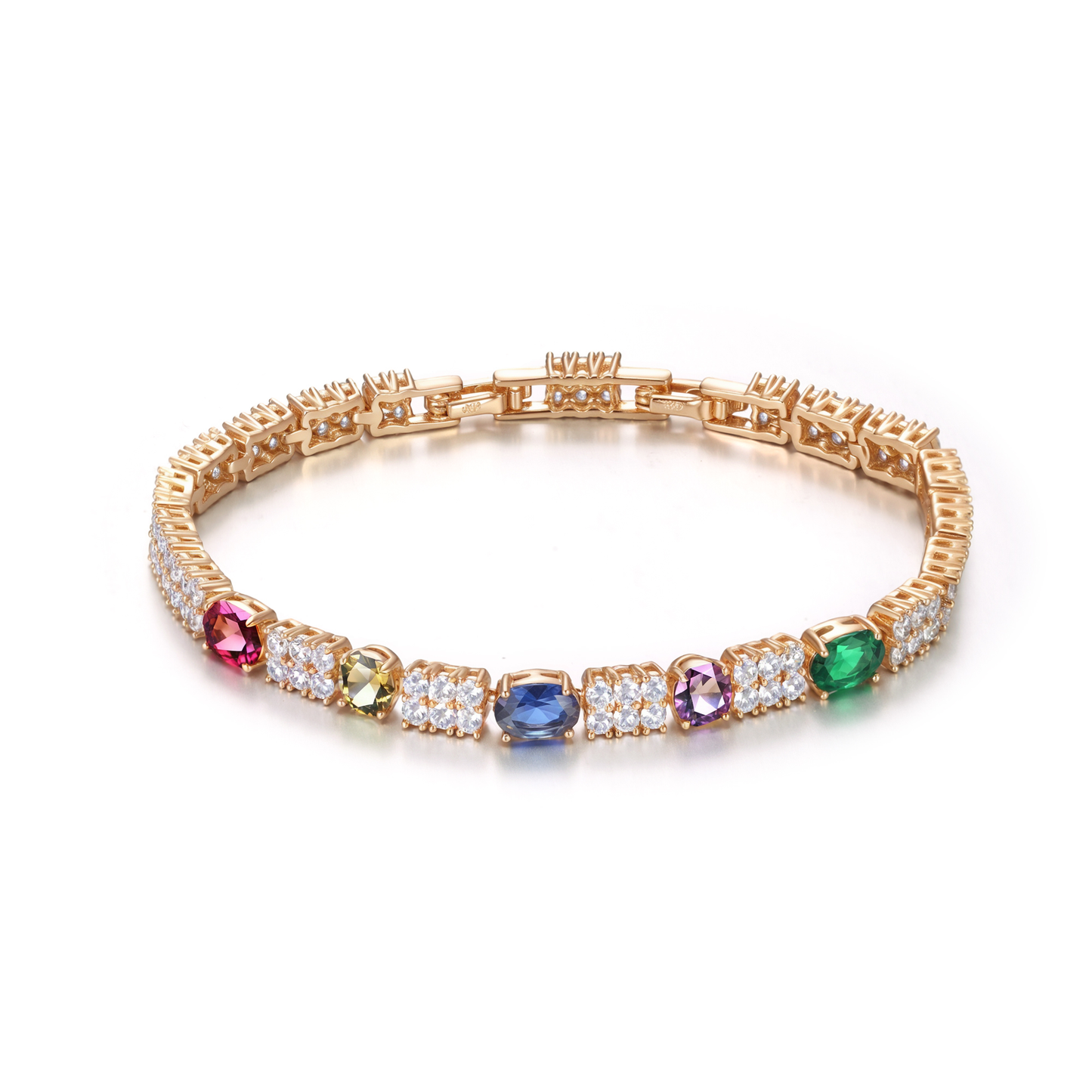 TIMEMATRIX 18K Gold Plated Rainbow Cubic Zirconia Tennis Bracelet for Women | Sparkling Multi-Colour CZ & White Rhinestone Design | Ideal Gift for Girlfriend, Wife & Mother