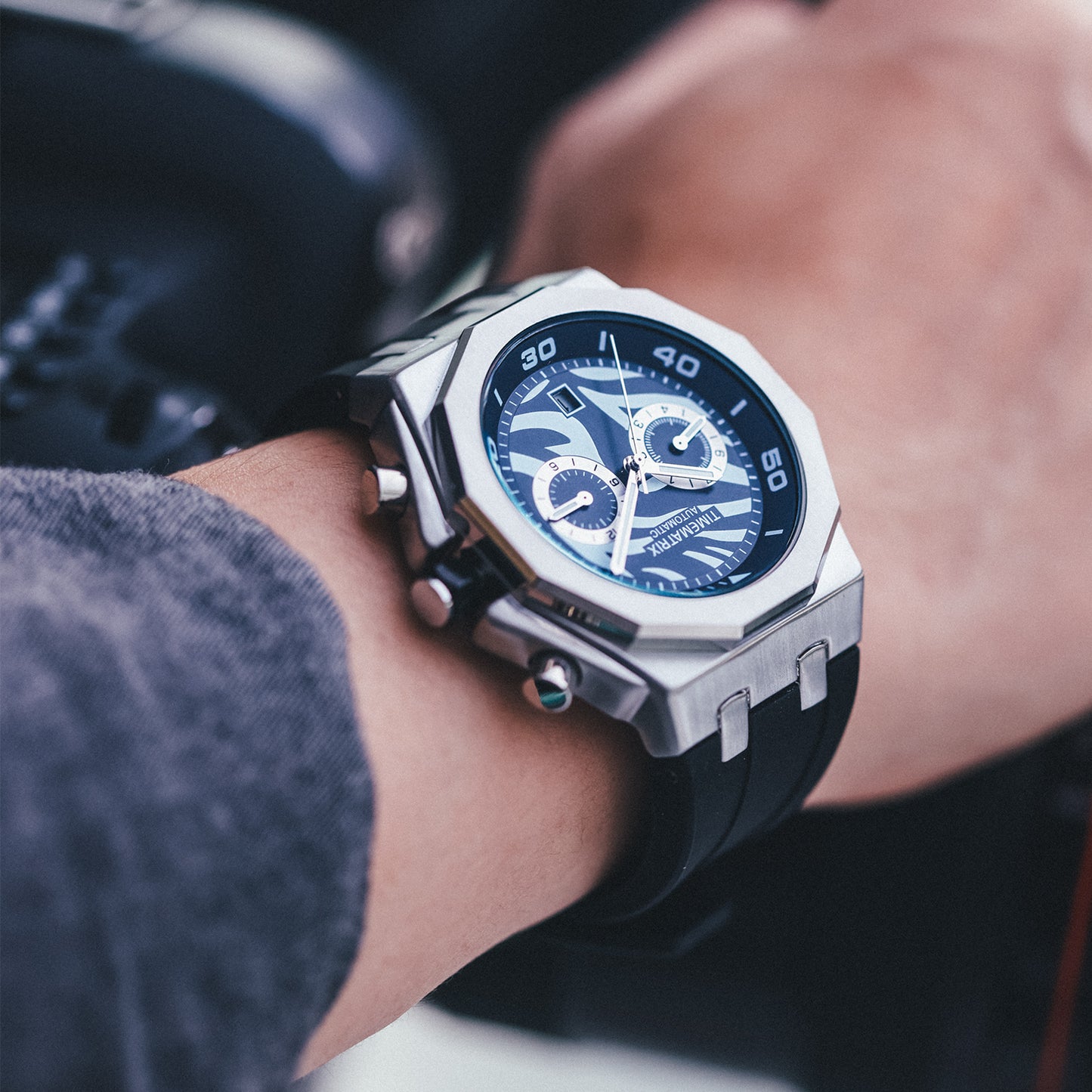 TIMEMATRIX Men's Trendy Panda Color Automatic | Black Silicone & Luminous Dial | Multifunctional Waterproof Watch | Perfect Graduation Gift for Stylish Guys