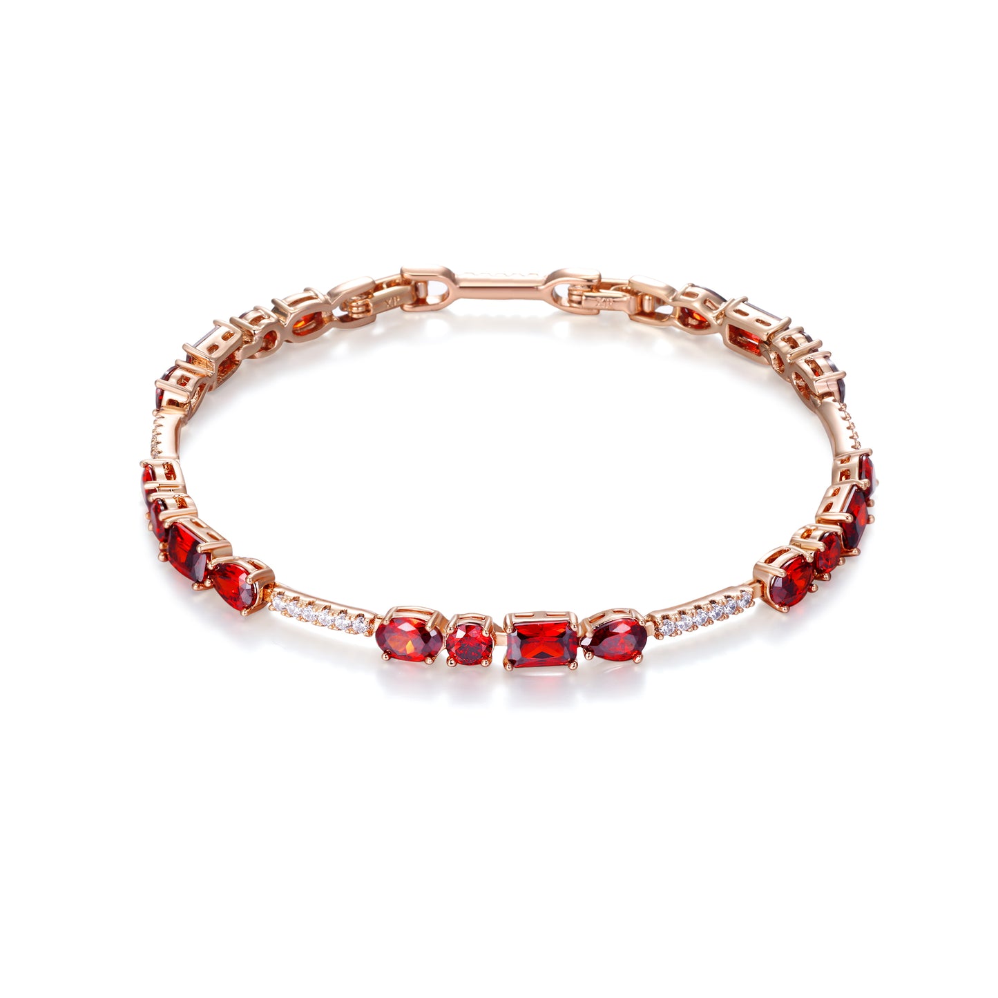 TIMEMATRIX 18K Gold Plated Sparkling Ruby CZ & Rhinestone Bracelet for Women | Elegant Fashion Jewelry Gift for Girlfriend, Wife & Mother