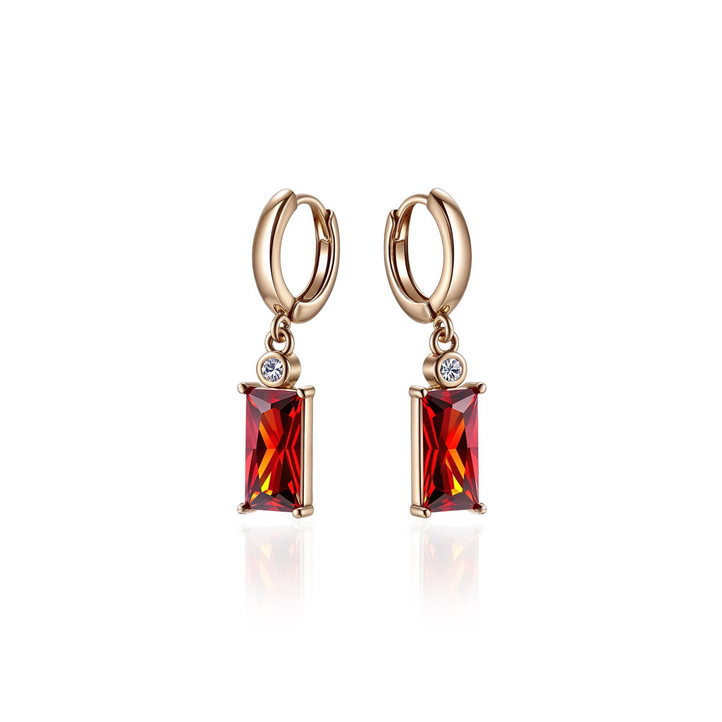 TIMEMATRIX Trending Geometric Earrings for Women | 18K Gold Plated | Vibrant Orange-Red CZ Pendant | Daily Chic & Party Jewelry | Ideal Gift for Birthday/Valentine’s Day