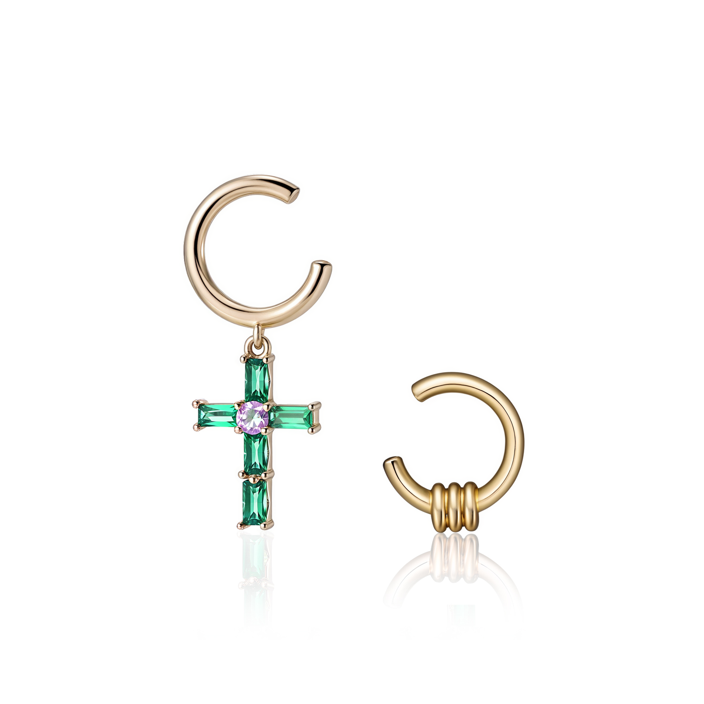 TIMEMATRIX Trending Cross Earrings for Women | 18K Gold Plated | Green Cubic Zirconia Pendant | Daily Elegant & Church/Party Jewelry | Ideal Gift for Birthday/Christmas