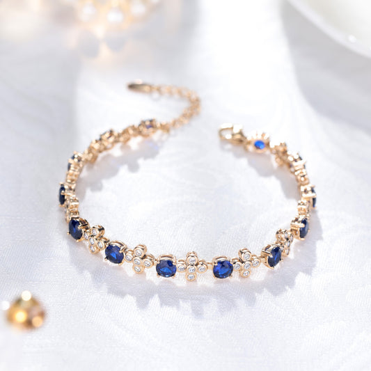 TIMEMATRIX 18K Gold Plated Tennis Bracelet for Women | Sparkling Dark Blue Zirconia & White Rhinestone Design | Ideal Gift for Girlfriend, Wife & Mother